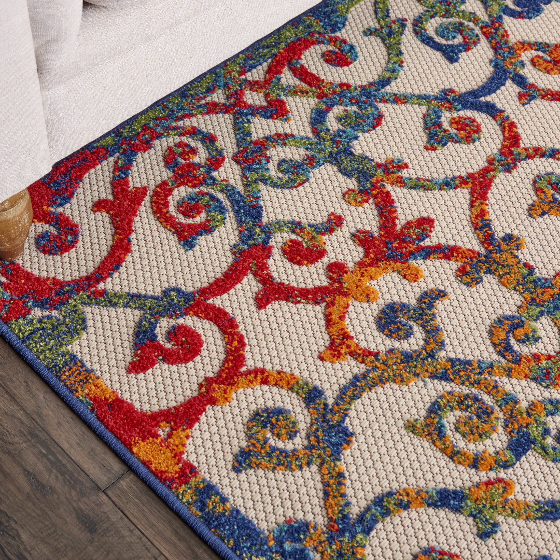 Nourison Aloha Indoor/Outdoor Transitional French Country Multicolor 6' x 9' Area Rug, (6' x 9')