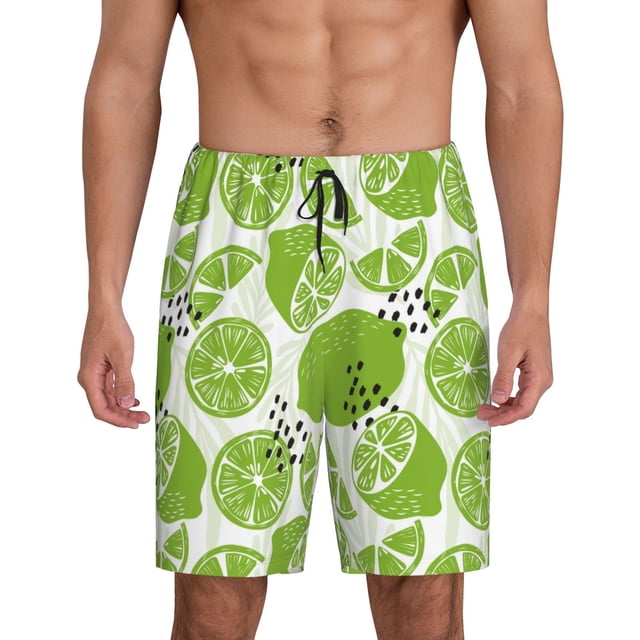 Fotbe Green Various Lemons Pantalones Cortos de Pijama para Hombre, Ropa de Dormir, Pantalones de Pijama Cortos para Hombre-XX-Large