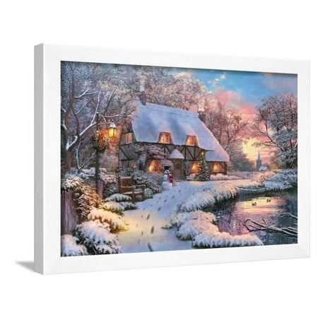 Winter Cottage - Winter Cottage Framed Print Wall Art By Dominic Davison