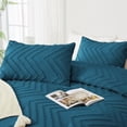 thumbnail image 4 of Teal Comforter Set King Size, Boho Soft Warm Tufted Bedding Comforter Sets for King Size Bed, 3 Pieces Aesthetic Chevron Farmhouse Cute Bohemian Textured Bedding Set, 4 of 7