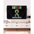 thumbnail image 3 of Outdoor TV Cover 48 to 50 Inch Weatherproof, Abstract Retro Waterproof TV Screen Protector for Outside Decor with Zipper and Pocket 48"L x 30"H , Autism Awareness Jigsaw Blocks Pieces Black, 3 of 7