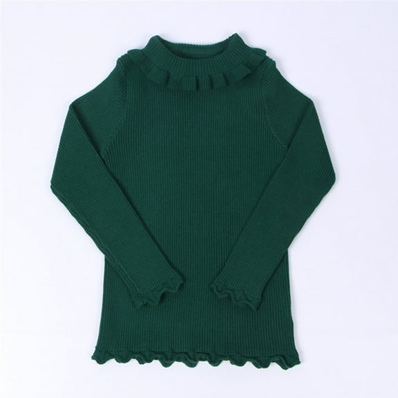 SDJMa Toddler Kids Baby Knit Ruffles Turtleneck Sweater Soft Solid Sweater Crochet