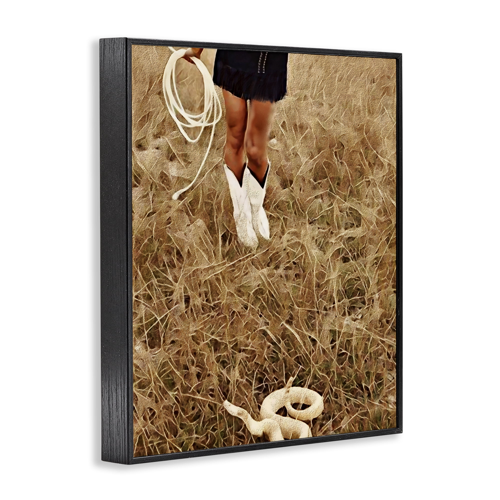 With Her Lasso & Snake Black Framed Giclee Art, design by Jesse Keith