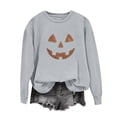 thumbnail image 3 of Luivaraty Sweatshirt for Women Crew Neck Fall Outfits Tops Casual Losse Long Sleeve Halloween Rhinestone Devilish Face Sweatshirt, S-2XL, 3 of 5