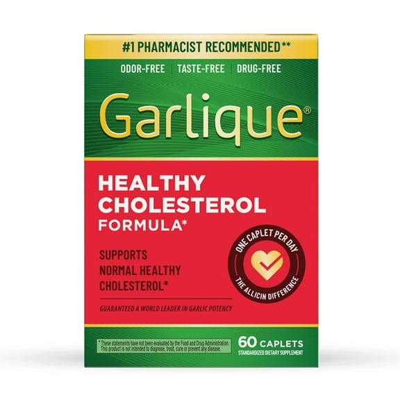 Garlique Healthy Cholesterol Support Supplement, Odor Free Garlic, 5000 Mcg Allicin, Cardiovascular Health, 60 Count