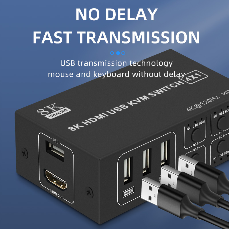 4 Ports Displayport KVM Switch 4K 60Hz 4 In 1 Out USB DP KVM Switch Box DP USB KVM Share Monitor Mouse Keyboard Printer Switcher