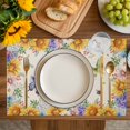 thumbnail image 4 of Watercolor Flowers Placemats Set of 4, Spring Sunflowers Daisy Butterflies Beige Placemats for Dining Table, Place Mats for Kitchen Tabletop, Waterproof Wipeable Dining Table Mats Set, 4 of 9