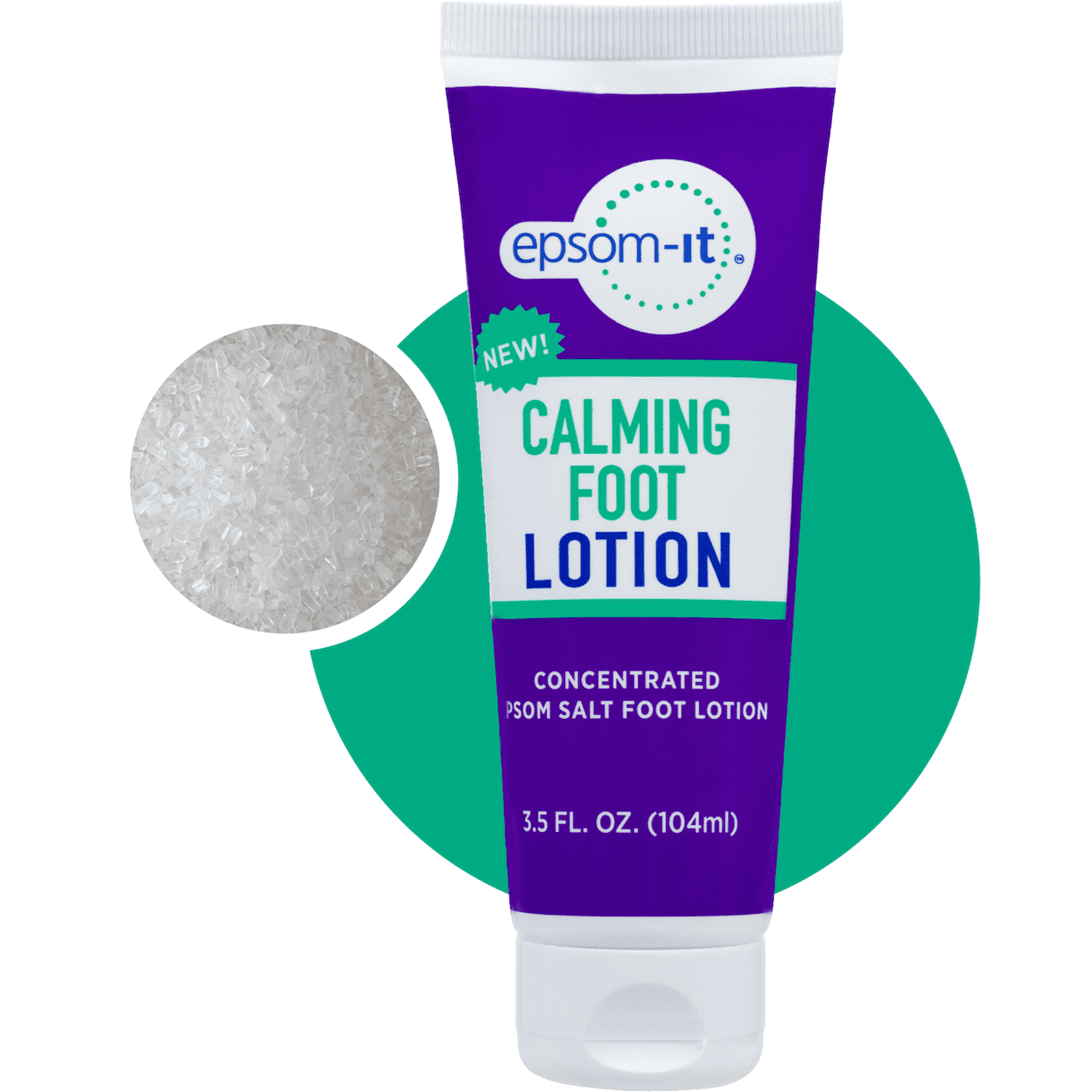 Epsom-It Calming Foot Lotion - Topical Magnesium Cream for Sore Feet & Ankles, Epsom Salt Magnesium Sulfate Rub with Urea, Soften Tough Skin & Cracked Heels, Leg Cramps and Achy Feet, 3.5oz