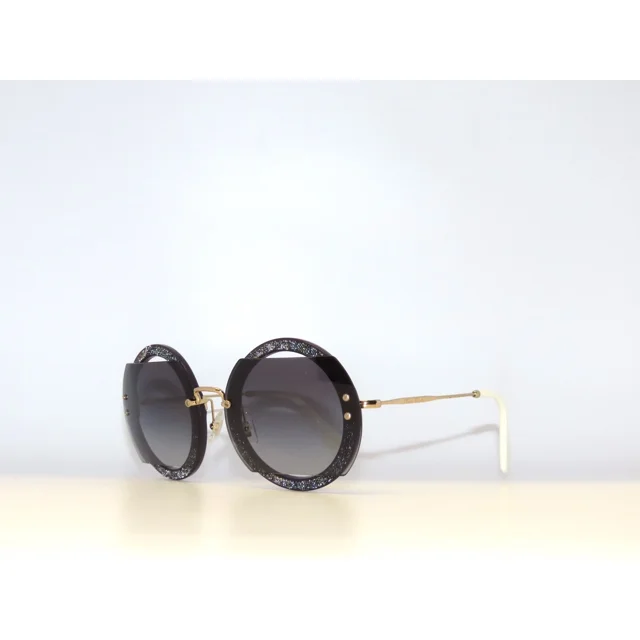 Miu Miu MiuMiu 06S 06 VYU-5D1 Gold Black Glitter Gray Gradient Sunglasses MU06SS