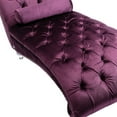 thumbnail image 5 of Chaise Lounge Chair, Velvet Leisure Accent Couch with Throw Pillow, Clear Acrylic Feet & Upholstered Backrest, Luxury Armless Sofa for Living Room Bedroom Office, Purple, 5 of 7
