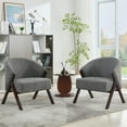 thumbnail image 6 of Modern Mid-Century Accent Chair for Living Room - Comfortable Linen Upholstered Reading Armchair with Wood Frame, Easy Assembly - Deep Walnut Foot | Linen | Gray, 6 of 8