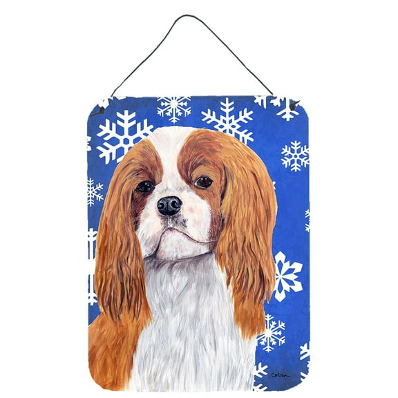 Cavalier Spaniel Winter Snowflakes Holiday Metal Wall or Door Hanging Prints