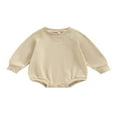 thumbnail image 1 of Bébés Filles Garçons Sweat-Shirts Couleur Unie Manches Longues Col Rond Combinaisons Automne Hiver Bodys Bébé, 1 of 9