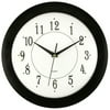 Timekeeper 6424 12-In. Quartz Black and White Wall Clock with Black Hands and Black Rim