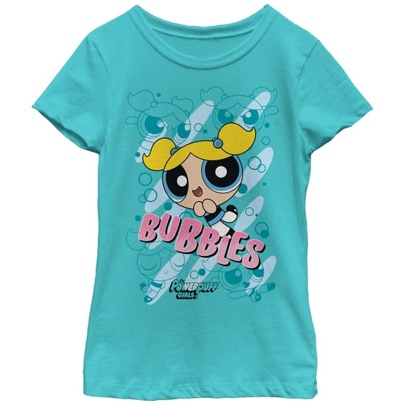 Girl's The Powerpuff Girls Bubbles  Graphic Tee Tahiti Blue X Large