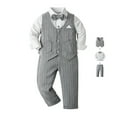 thumbnail image 4 of Gubotare Baby Suit Toddler Baby Boy Clothes Suits Gentleman Dress Shirt+Bowtie+Vest+Suspender Pants Boy Formal Wedding Outfits Set 3T 4T,(Light Gray 3-4 Years), 4 of 9