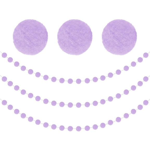 Uxcell Felt Ball Garland, Pom Pom Garland with 20 Balls Light Purple 3Pcs