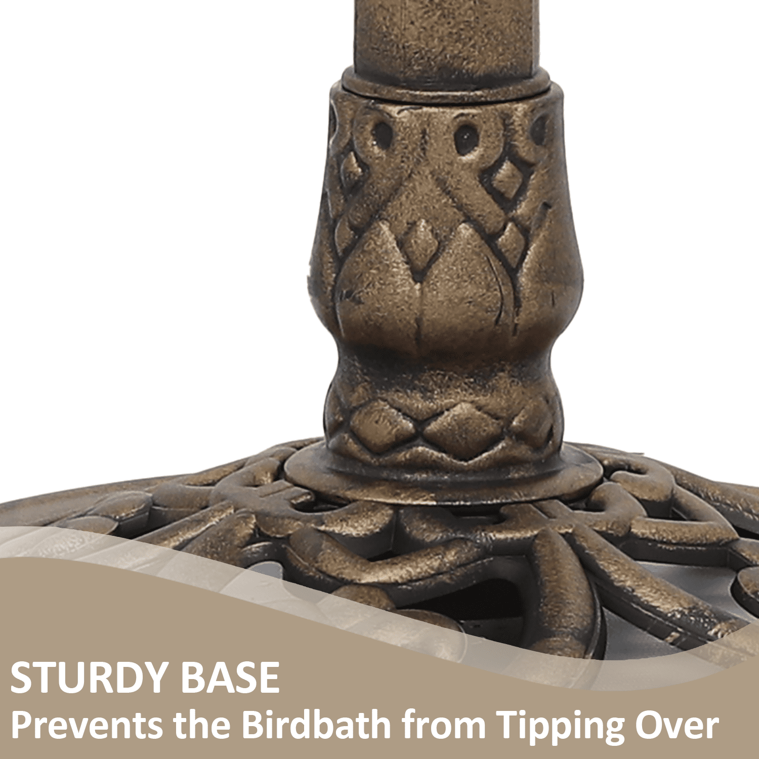 BEZT 28'' 2 Tiers Birdbath Water Fountains W/Bird Figurines Outdooror Decor,Bronze