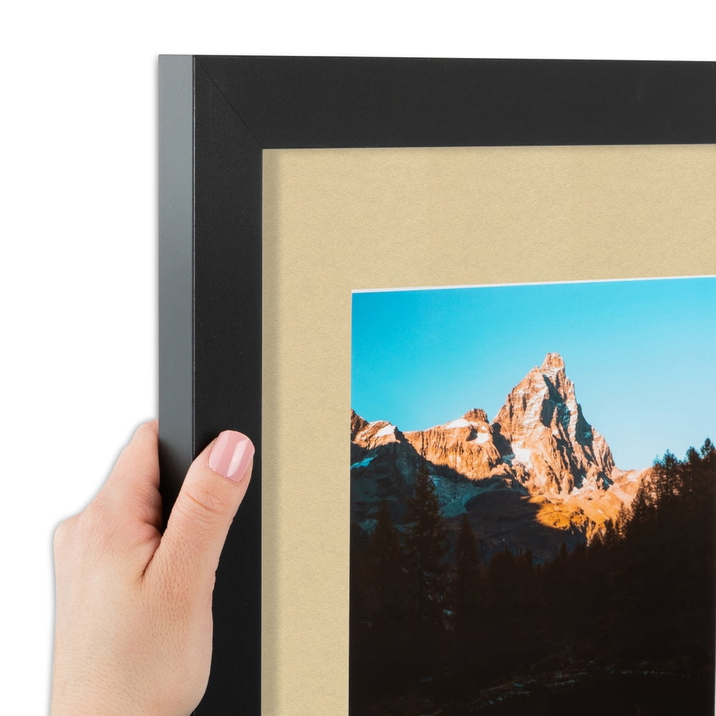 ArtToFrames 14x17 Matted Picture Frame with 10x13 Single Mat Photo Opening Framed in 1.25 Satin Black and 2 Green Whisper Mat (FWM-3926-14x17)