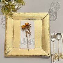 BalsaCircle 10 Square 13" Gold Disposable Paper Charger Plates Leather Like Design Wedding Events Party Tableware