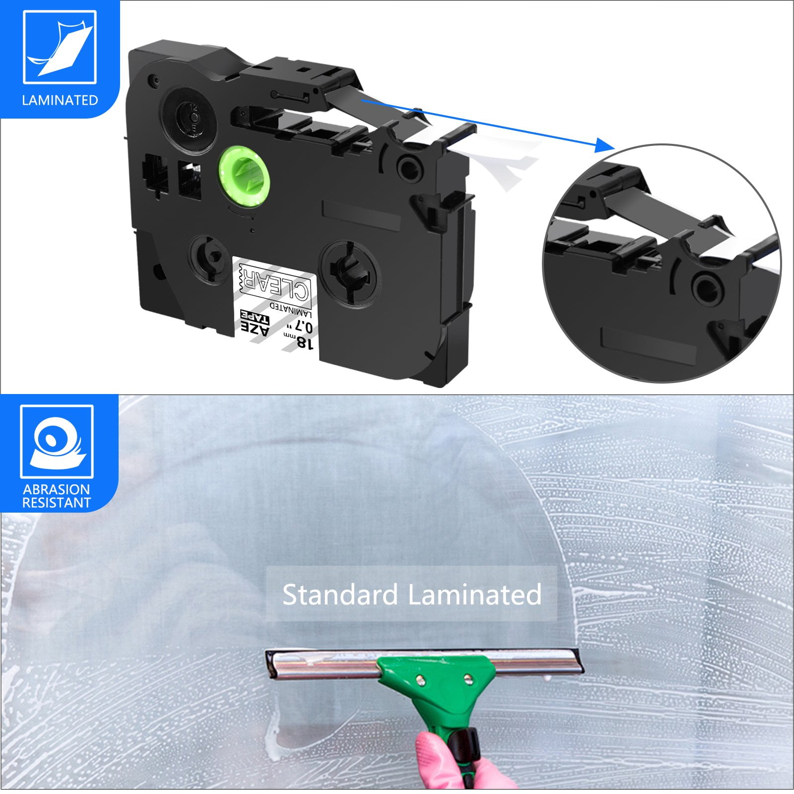 GREENCYCLE 4PK Compatible for Brother P-touch 18mm 8m White on Clear TZ TZe TZe-145 TZ-145 TZe145 TZ145 Laminated Label Tape use in PT-D400 PT-D600 PT-P700 PT-P750W Label Maker