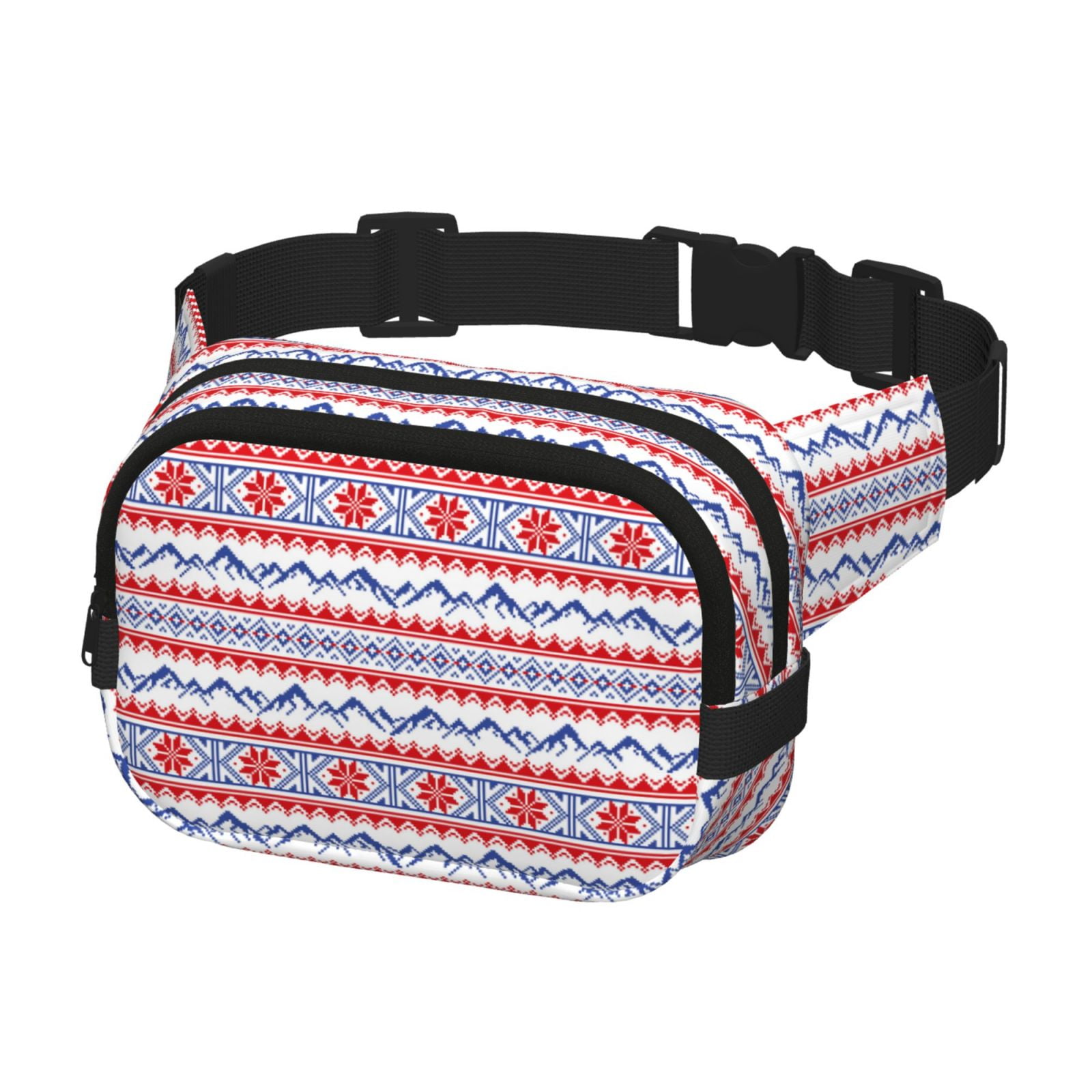 Picia red blue Snow Mountain Print Square Double-Layer Waist Bag Mini Adjustable Waist Belt Bag Exercise Running Travel Hiking