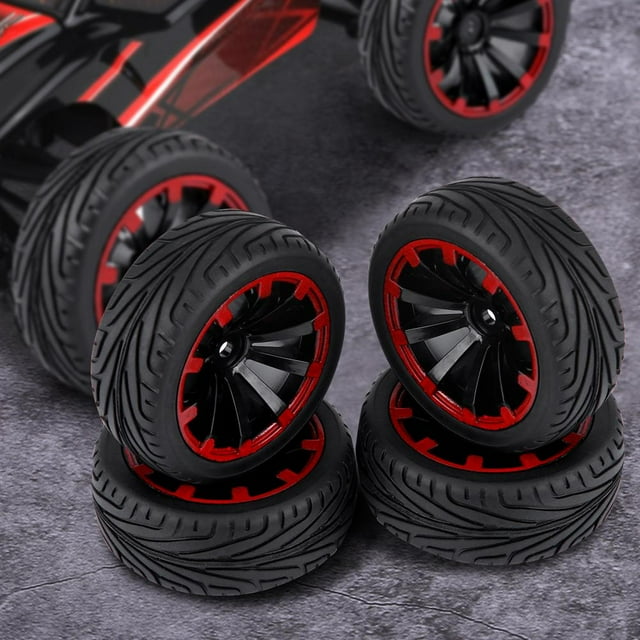 Peahefy 4pcs/set Tires Rubber Tyre Racing Off-Road Vehicle Wheel Rim for RC 1:10 Car Part, 1/10 Off-road Tires, RC Accessory