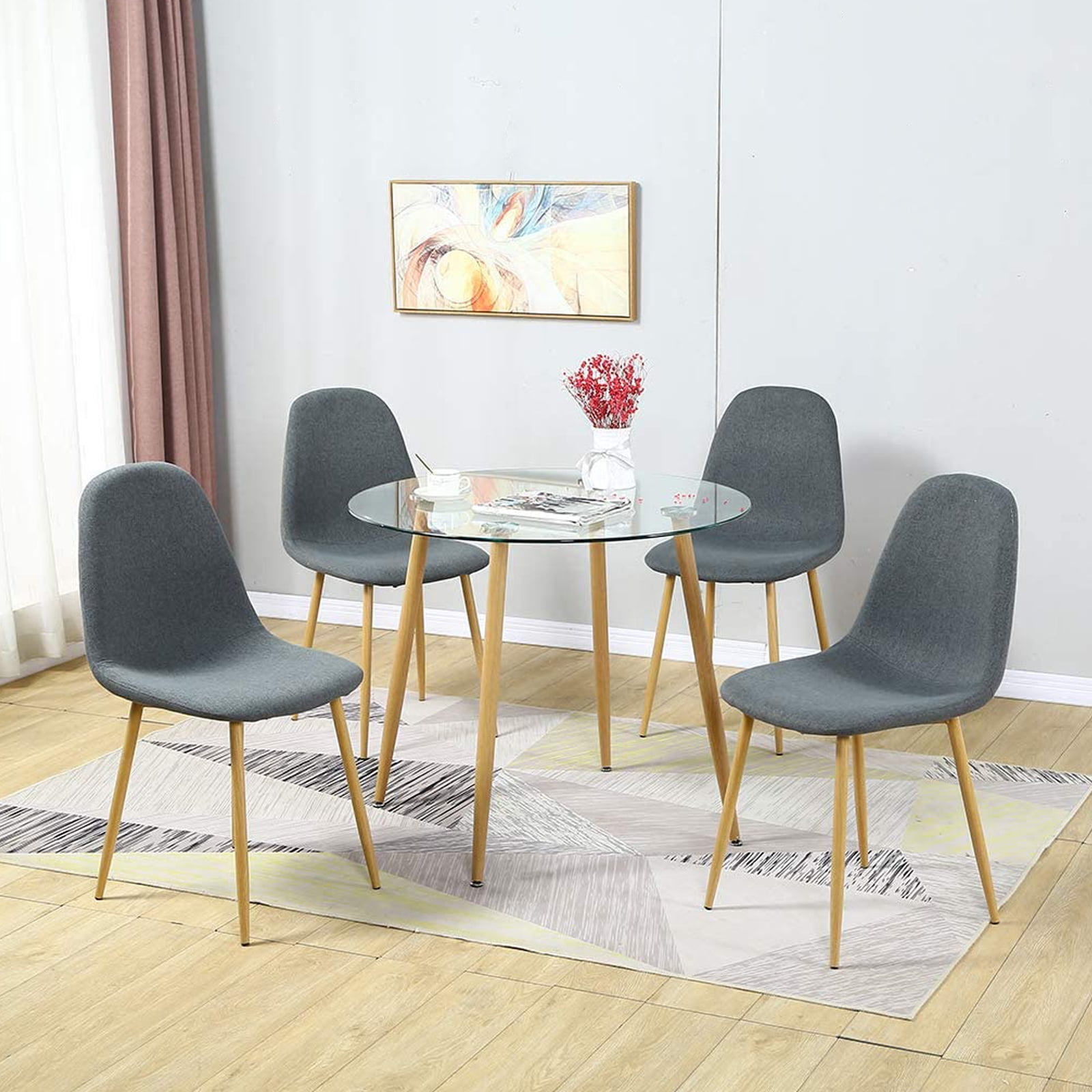 5 Pieces Dining Table Set Modern Dining Room Set Mid New Zealand Ubuy