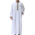 thumbnail image 5 of KIHOUT Men's and Big Men's Long Sleeve Shirt Standing Neck Pocket Long Shirt Muslim Robe Arab Middle Robe Long Style Embroidered, 5 of 9