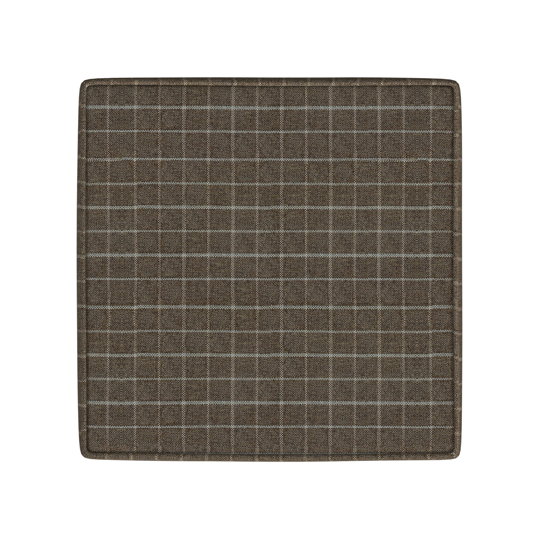 HomePop Square Storage Ottoman, Brown Window Pane Print