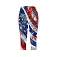 thumbnail image 5 of Sakmal Slim Leg Womens Capris Blue Oversized Independence Day American Flag Mid Rise Elastic Waist 7/8th Capris, 5 of 5