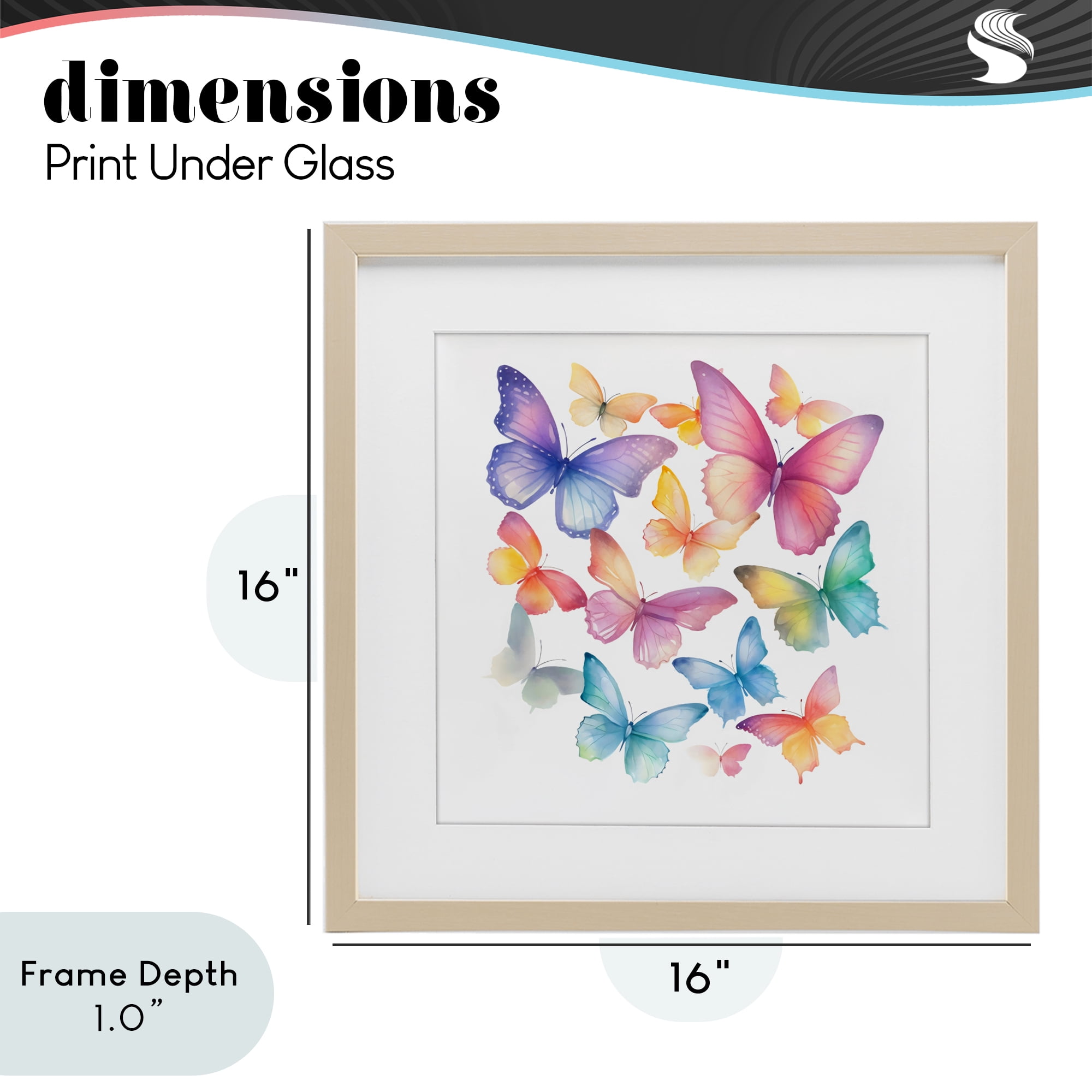 Stupell Industries Rainbow Butterflies Rabble Birch Framed Print Under Glass, design by Creative Studio