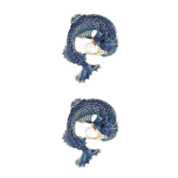 Sonducket Broche decorativo de aleación para mujer, regalos, joyería, broches de pescado, accesorio de vestir para abrigo, cárdigan 1 2piezas
