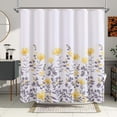 thumbnail image 3 of Shower Curtain Yellow Shower Curtain Set for Bathroom Floral Shower Curtain Yellow Boho Yellow and Gray Shower Curtains Fabric Flower Shower Curtain Botanical Bath Curtain Water Repellent 72x72 Inch, 3 of 5