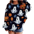 thumbnail image 3 of WQNVRNR Girl Halloween Sweatshirt Pumpkin Ghost Graphic Pullover Casual Crew Neck Long Sleeve Tops Shirt Multicolor 5-6 Years, 3 of 6