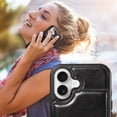 thumbnail image 5 of for iPhone 17 Case with Card Slots, PU Leather Protective Shockproof Case with Ring Buckle, Magnetic Clasp Kickstand Cover for Women Men for iPhone 17 - Black, 5 of 9