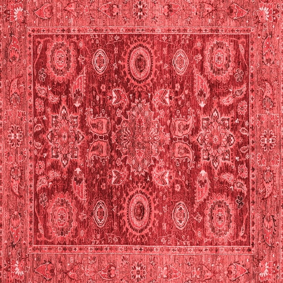 Ahgly Company Machine Washable Indoor Square Abstract Red Modern Area Rugs, 7' Square