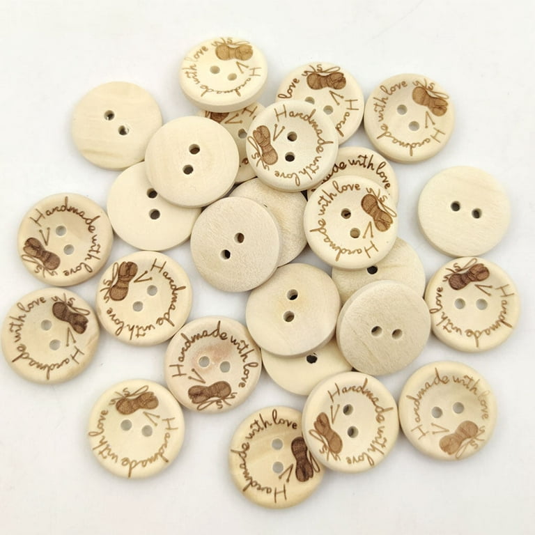 Handmade With Love Wooden Buttons Sewing Scrapbooking Cards Crafts  15/20/25mm 