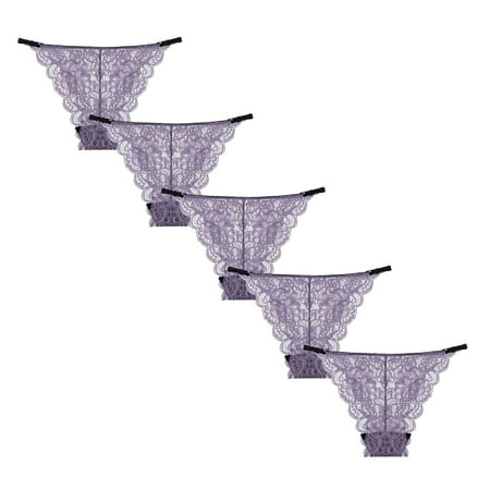 

TAIAOJING 5 Pack Women s Cotton Thong Ladies Ultra Soft Seamless Bikini Assorted Lace Underwear Panties Brief