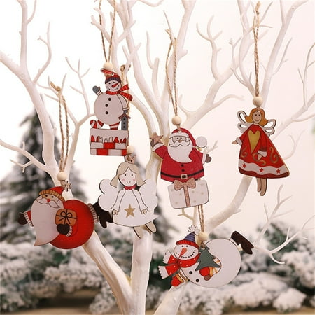 

Gwong 2Pcs Nice-looking Hanging Pendant Cute Wood Decorative Cartoon Tree Ornament for Festival