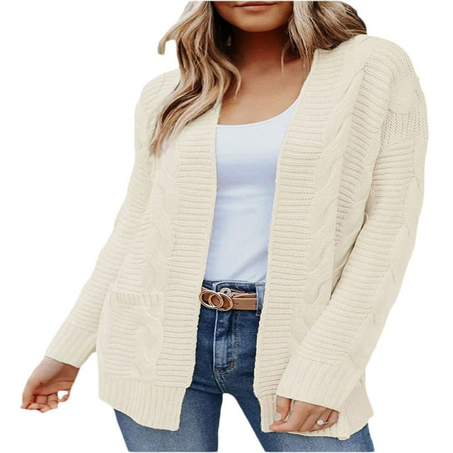 Cardigan Long en Maille Épaisse pour Femmes avec 2 Poches