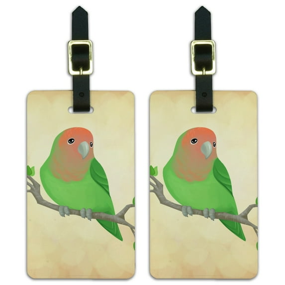 Lovely Lovebird Luggage ID Tags Suitcase Carry-On Cards - Set of 2