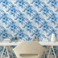 thumbnail image 2 of Ambesonne Floral Peel & Stick Wallpaper for Home, Watercolor Monochrome Flower, 13"x100", Deep Sky Blue and White, 2 of 5
