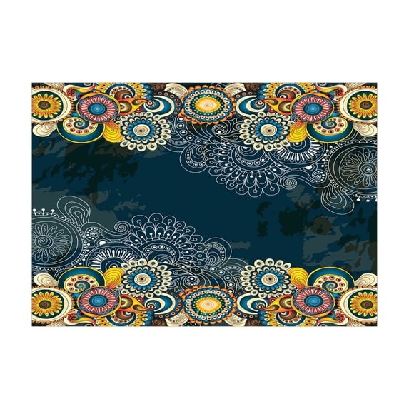 Ambesonne Psychedelic Jigsaw Puzzle, Mandala Paisley, Heirloom-Quality Fun Activity for Family Durable Cardboard, 1000 pcs, Blue Yellow