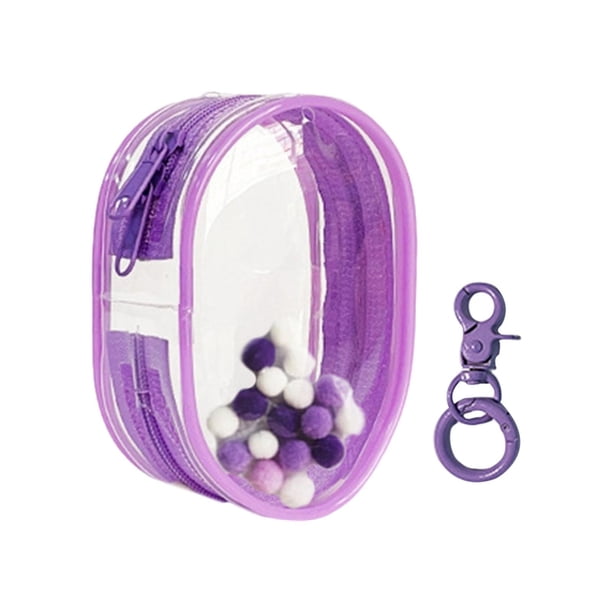 Bolsa Transparente para Exhibición de Figuras Perfecl con Llavero para Muñecas de PVC Violeta Redondo