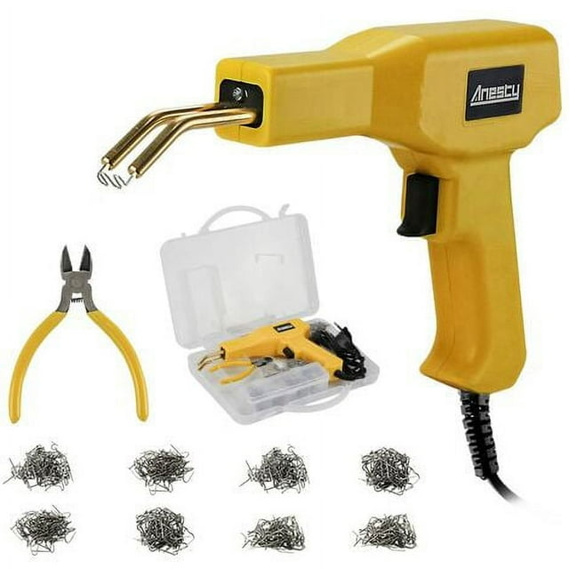 Soldadura de plástico, grapadora caliente para reparación de plástico, con 400 abrazaderas, grapadora de plástico para reparación de parachoques y carrocería, pistola de soldar para soldadura de