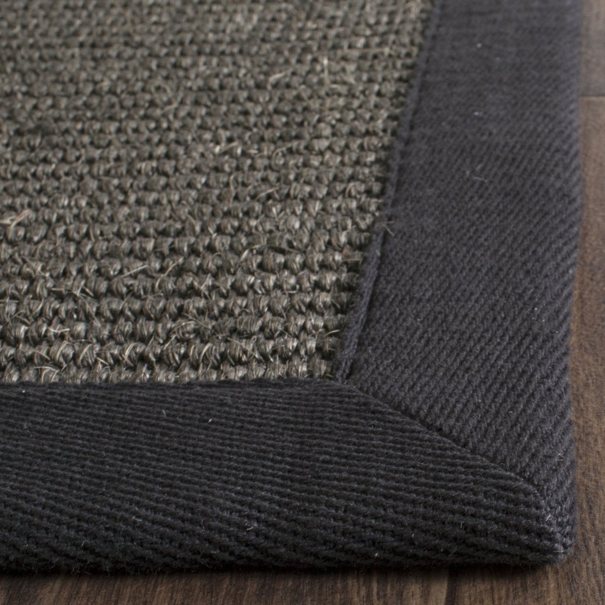 SAFAVIEH Natural Fiber Forrester Border Sisal Area Rug, Charcoal, 5' x 8'