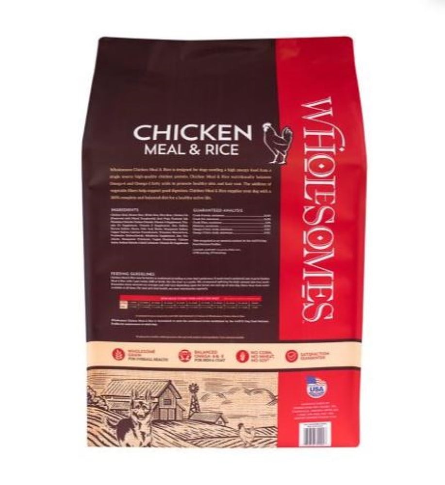 Wholesomes 2100090 40 lb Chicken Meal and Rice Recipe Dry Dog Food