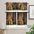 thumbnail image 2 of Wine Glass Curtain Tier and Valance Set for Kitchen,3 Piece Rod Pocket Short Window Curtains-24inch Length,Farmhouse Brown Wood Small Window Treatments Tiers for Half Cafe Windows/Bedroom/Bathroom, 2 of 5