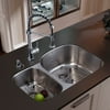 VIGO VG15057 Undermount Stainless Steel Kitchen Sink, Faucet, Two Grids, Two Strainers and Dispenser